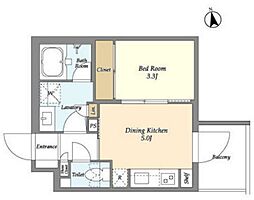 ベルファース三軒茶屋 1DKの間取図画像