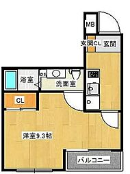 クラスタ笹塚 1Kの間取図画像