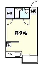 東急田園都市線 三軒茶屋駅 徒歩14分の賃貸アパート 2階ワンルームの間取り