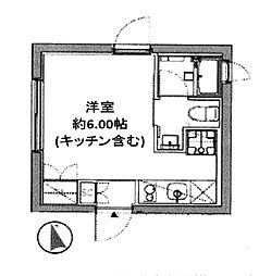 東急田園都市線 三軒茶屋駅 徒歩11分の賃貸マンション 4階ワンルームの間取り