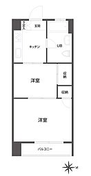 東急田園都市線 池尻大橋駅 徒歩9分の賃貸マンション 5階2Kの間取り