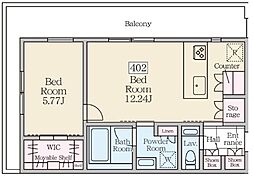 東急田園都市線 三軒茶屋駅 徒歩8分の賃貸マンション 4階1LDKの間取り