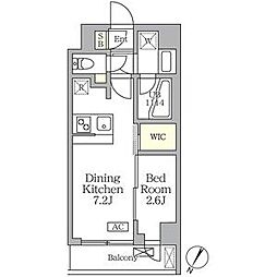 アジールコート三宿テラス 1DKの間取図画像