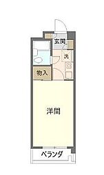 小田急小田原線 千歳船橋駅 徒歩8分の賃貸マンション 2階1Kの間取り