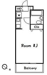 小田急小田原線 梅ヶ丘駅 徒歩9分の賃貸マンション 2階ワンルームの間取り