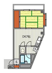 京急本線 梅屋敷駅 徒歩10分の賃貸マンション 3階1DKの間取り
