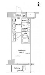 東急目黒線 武蔵小杉駅 徒歩6分の賃貸マンション 8階1Kの間取り