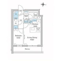 東急池上線 池上駅 徒歩5分の賃貸マンション 3階1LDKの間取り