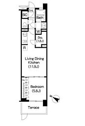 東急世田谷線 三軒茶屋駅 徒歩14分の賃貸マンション 1階1LDKの間取り