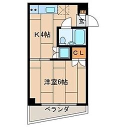 京王線 千歳烏山駅 徒歩1分の賃貸マンション 3階1Kの間取り