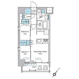 JR京浜東北・根岸線 大森駅 徒歩11分の賃貸マンション 5階2LDKの間取り