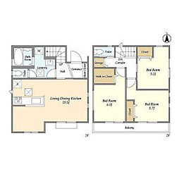 京王線 上北沢駅 徒歩11分の賃貸一戸建て 1階3LDKの間取り