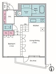 東急東横線 学芸大学駅 徒歩7分の賃貸マンション 1階ワンルームの間取り