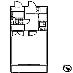 小田急小田原線 梅ヶ丘駅 徒歩7分の賃貸マンション 2階1Kの間取り