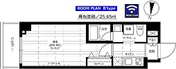 東急多摩川線 矢口渡駅 徒歩8分の賃貸マンション 10階1Kの間取り