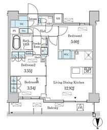 JR京浜東北・根岸線 蒲田駅 徒歩8分の賃貸マンション 14階3LDKの間取り