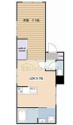 京急本線 平和島駅 徒歩3分の賃貸マンション 1階1LDKの間取り