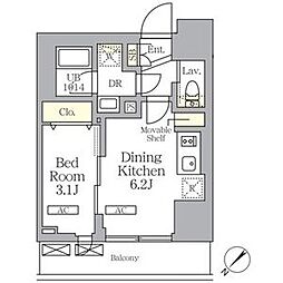 JR京浜東北・根岸線 大森駅 徒歩9分の賃貸マンション 12階1DKの間取り