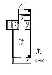 京王井の頭線 池ノ上駅 徒歩1分の賃貸マンション 4階ワンルームの間取り