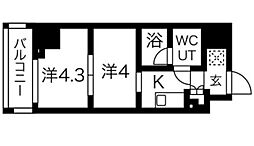 東急池上線 蓮沼駅 徒歩4分の賃貸マンション 9階2Kの間取り