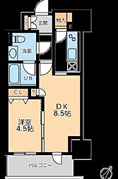 ドゥーエ幡ヶ谷 4階1DKの間取り