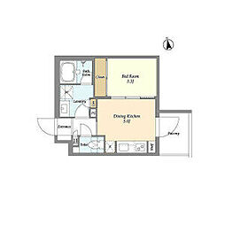 東急世田谷線 三軒茶屋駅 徒歩9分の賃貸マンション 3階1DKの間取り