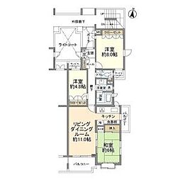 東急世田谷線 松原駅 徒歩4分の賃貸マンション 1階3LDKの間取り