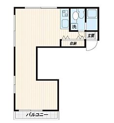 東急世田谷線 三軒茶屋駅 徒歩10分の賃貸マンション 2階ワンルームの間取り