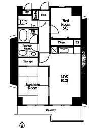 JR京浜東北・根岸線 蒲田駅 徒歩7分の賃貸マンション 2階2LDKの間取り