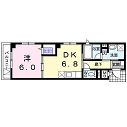 東急大井町線 等々力駅 徒歩16分の賃貸マンション 1階1DKの間取り