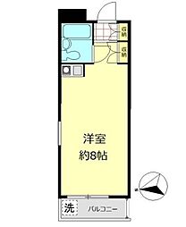 パレロワイヤル弦巻 ワンルームの間取図画像