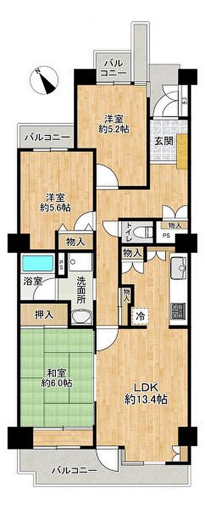 2面バルコニーで風通し良好です◎