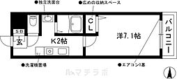 プリムローズマンション 2階1Kの間取り