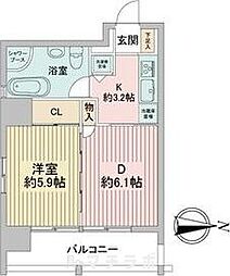 レインボーピア記念橋 1LDKの間取図画像