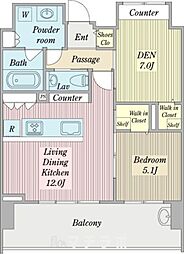 メルカーサ泉 12階2LDKの間取り