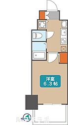 プレサンス金山グリーンパークス 6階ワンルームの間取り