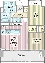 メルカーサ泉 11階2LDKの間取り