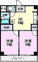 エムズハウス栄 2DKの間取図画像