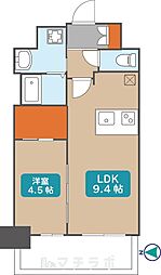 プレサンス太閤通ファシール 9階1LDKの間取り