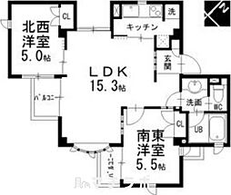 CasCade 2階2LDKの間取り