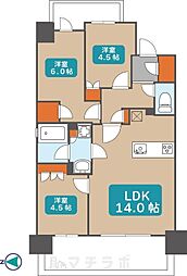 プレサンス名駅南ブリエ 9階3LDKの間取り