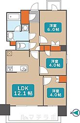 プレサンス名駅南ブリエ 8階3LDKの間取り