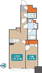 プレサンス名駅南ブリエ 9階1LDKの間取り