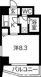 アビタシオン鶴舞 3階1Kの間取り
