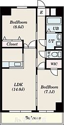 S-FORT鶴舞marks 13階2LDKの間取り