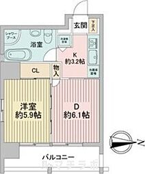 レインボーピア記念橋 1LDKの間取図画像