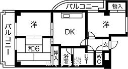 レジデンス泉 5階3DKの間取り