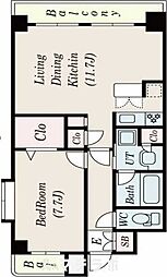 ラドーニ清水 10階1LDKの間取り
