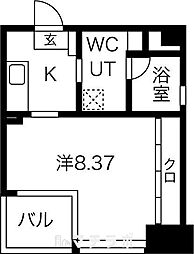 グランデューク代官町 1Kの間取図画像
