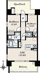 アリヴィス金山イースト 2LDKの間取図画像